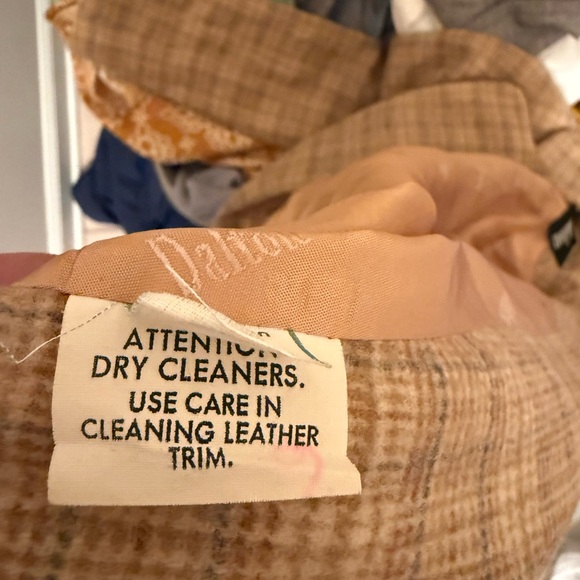 Vintage Y2K Cropped Plaid Wool-Blend Blazer Genuine Leather Trim – Sz 10 - Picture 4 of 4